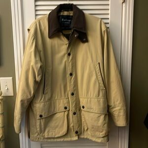 Barbour Fountaine Bleu jacket men’s size S tan with plaid lining lots of pockets